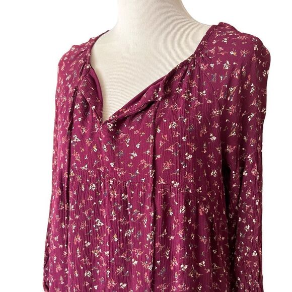 Old Navy Floral Boho Casual Flowy Pheasant Long Sleeved Midi Sundress - Picture 2 of 5